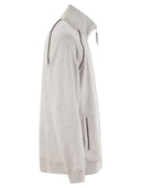 Brunello Cucinelli High Necked Topwear In Techno Cotton Fleece With Zip And Piping