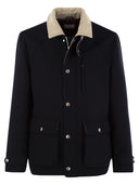 Brunello Cucinelli Outerwear In Beaver Double Wool With Corduroy Inserts
