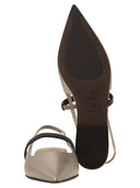 Brunello Cucinelli Open Lamé Calfskin Flats With Shiny Strap