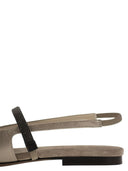 Brunello Cucinelli Open Lamé Calfskin Flats With Shiny Strap
