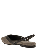 Brunello Cucinelli Suede Flats With Precious Straps