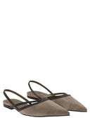 Brunello Cucinelli Suede Flats With Precious Straps