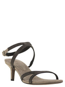 Brunello Cucinelli Suede City Heels With Precious Straps