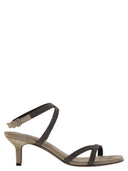 Brunello Cucinelli Suede City Heels With Precious Straps