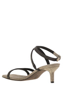 Brunello Cucinelli Suede City Heels With Precious Straps