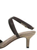 Brunello Cucinelli Suede City Heels With Precious Straps