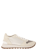 Brunello Cucinelli Suede And Techno Fabric Runners With Precious Toe