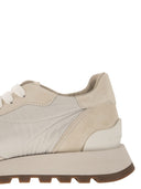 Brunello Cucinelli Suede And Techno Fabric Runners With Precious Toe