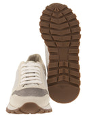 Brunello Cucinelli Suede And Techno Fabric Runners With Precious Toe