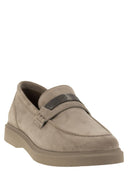 Brunello Cucinelli Suede Penny Loafer With Jewellery
