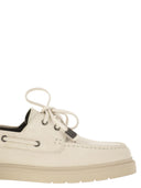 Brunello Cucinelli Penny Loafer Sail in Camoscio Con Shiny Aglets