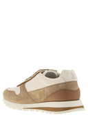 Brunello Cucinelli Runners In Grained Calfskin And Washed Suede
