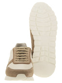 Brunello Cucinelli Runners In Grained Calfskin And Washed Suede