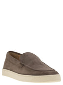 Brunello Cucinelli Chevron Effect Suede Moccasins