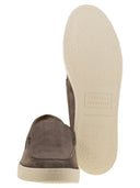 Brunello Cucinelli Chevron Effect Suede Moccasins