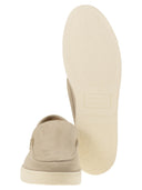 Brunello Cucinelli Chevron Effect Suede Moccasins