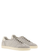 Brunello Cucinelli Cotton Knit, Washed Suede And Soft Calfskin Trainers