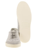 Brunello Cucinelli Cotton Knit, Washed Suede And Soft Calfskin Trainers