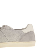 Brunello Cucinelli Cotton Knit, Washed Suede And Soft Calfskin Trainers