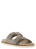 Brunello Cucinelli Urban Slides In Washed Suede