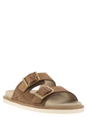 Brunello Cucinelli Urban Slides In Washed Suede