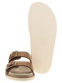 Brunello Cucinelli Urban Slides In Washed Suede
