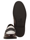 Brunello Cucinelli Minimal Calfskin Penny Loafer With Precious Clamp
