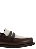 Brunello Cucinelli Minimal Calfskin Penny Loafer With Precious Clamp
