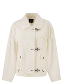 Fay Cropped Technical Cotton Jacket With Signature Hook Fastening