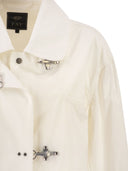 Fay Cropped Technical Cotton Jacket With Signature Hook Fastening