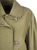 Fay Cropped Technical Cotton Jacket With Signature Hook Fastening