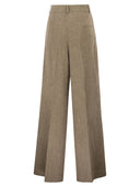 Fay Regular Fit Trousers In Micro Check Cotton And Linen