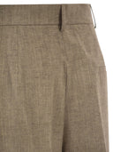 Fay Regular Fit Trousers In Micro Check Cotton And Linen