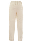 Peserico Linen Trousers With Side Fringes