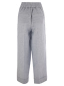 Peserico Linen Trousers With Striped Pattern
