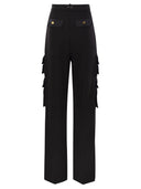 Elisabetta Franchi Straight Crepe Trousers With Pockets And Belt