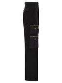 Elisabetta Franchi Straight Crepe Trousers With Pockets And Belt