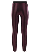 Elisabetta Franchi Shiny Lycra Leggings With Logoed Elastic Band