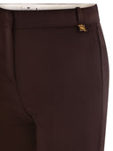 Elisabetta Franchi Lightweight Crepe Trousers With Charm Logo
