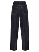 Fabiana Filippi Wide Leg Stretch Cotton Denim Jeans With Contrast Stitching