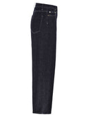 Fabiana Filippi Wide Leg Stretch Cotton Denim Jeans With Contrast Stitching