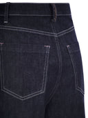 Fabiana Filippi Wide Leg Stretch Cotton Denim Jeans With Contrast Stitching