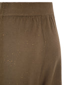 Fabiana Filippi Wide Leg Trousers In Cotton And Linen Knit With Sequins