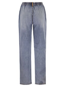 Fabiana Filippi Lightweight Denim Trousers With Elasticated Waist And Monile Detail