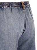Fabiana Filippi Lightweight Denim Trousers With Elasticated Waist And Monile Detail