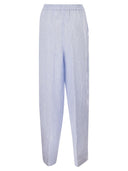 Fabiana Filippi Pure Linen Striped Trousers With Elasticated Waistband