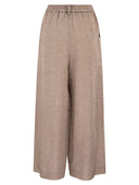 Fabiana Filippi Linen Wide Leg Trousers With Elasticated Waist And Monile Detail