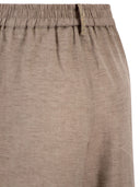 Fabiana Filippi Linen Wide Leg Trousers With Elasticated Waist And Monile Detail
