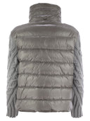 Herno Pearl Grey Down Jacket With Wool Sleeves