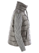 Herno Pearl Grey Down Jacket With Wool Sleeves